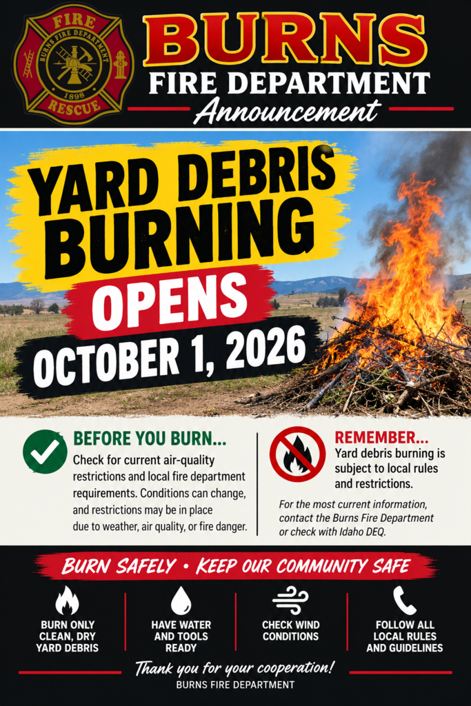 Yard Debris Burning Opens 
