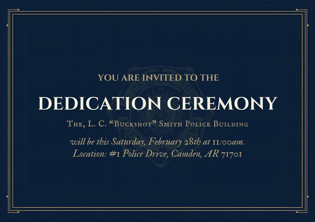 Navy and Gold Invitation for Police Dedication