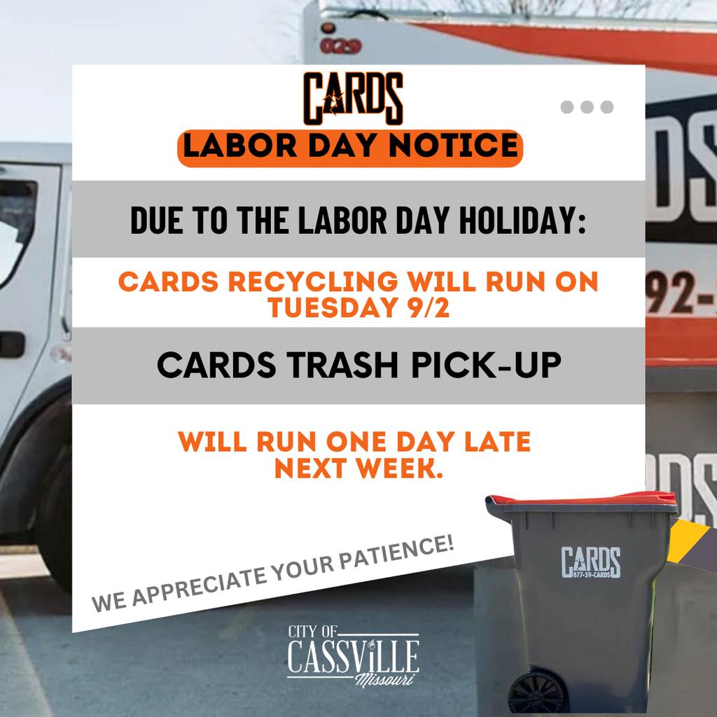 Cards Trash Notice for Labor Day