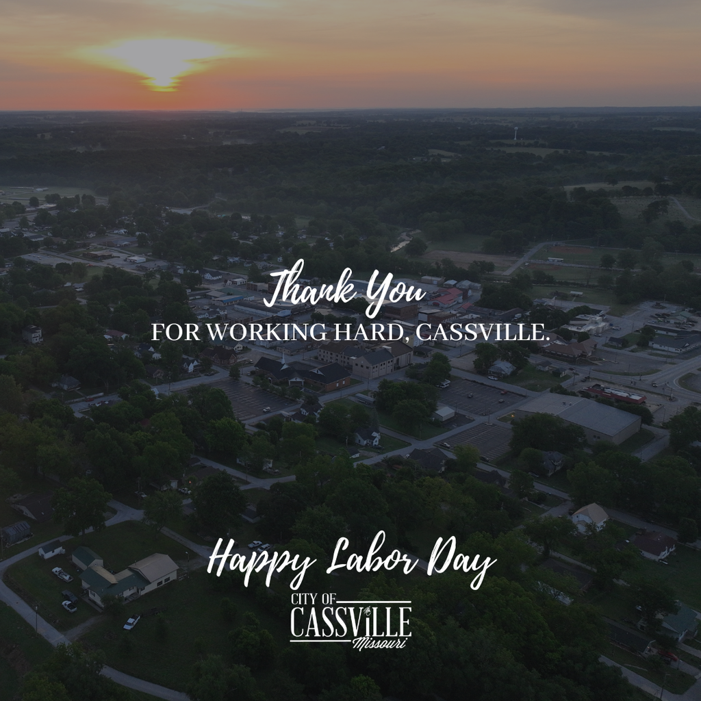 Photo of Cassville Skyline with text thanking Cassville workforce