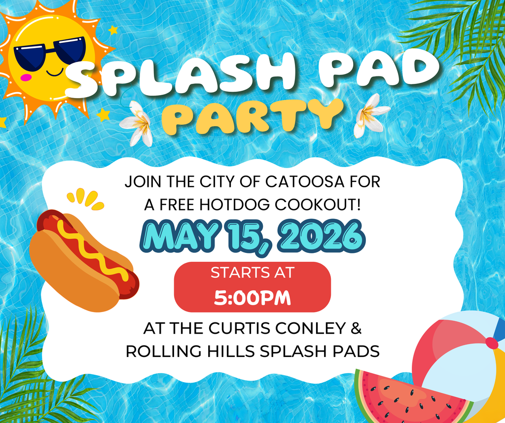 invitation with sun, watermelon, hotdog and beach ball inviting everyone to a splash pad party on may 15th