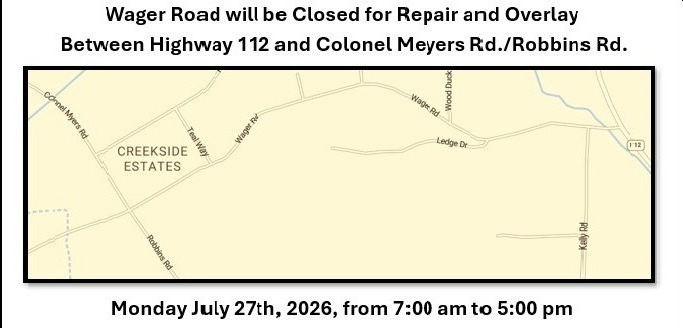 Wager Road Closure