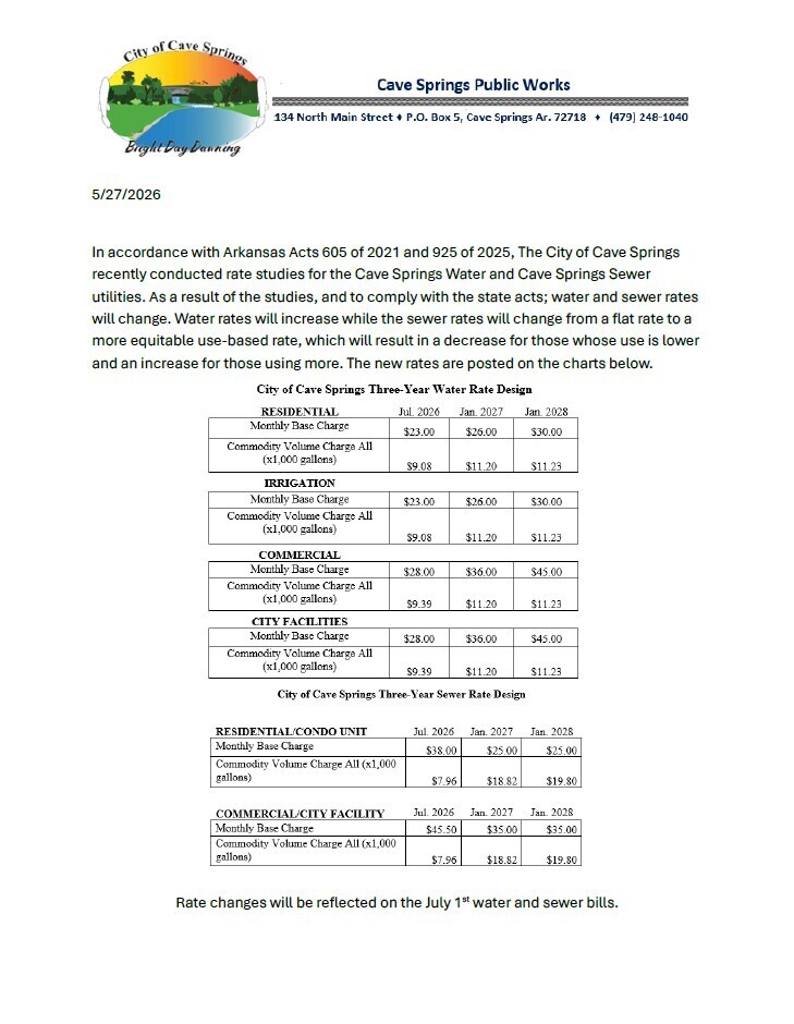Water and Sewer Rate Change
