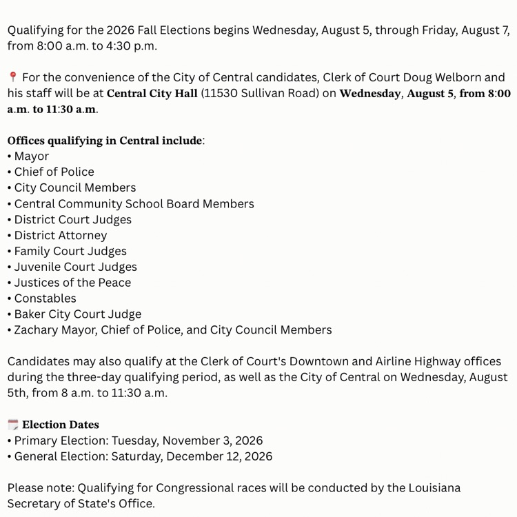 qualifying for fall elections