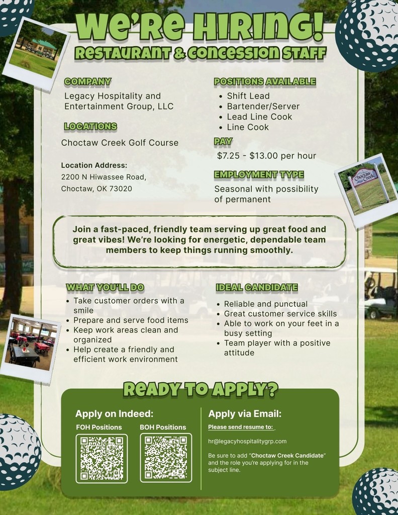 Golf Course Hiring Flyer
