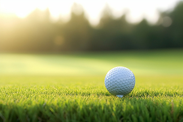 golf, green grass background with the sun to the west 