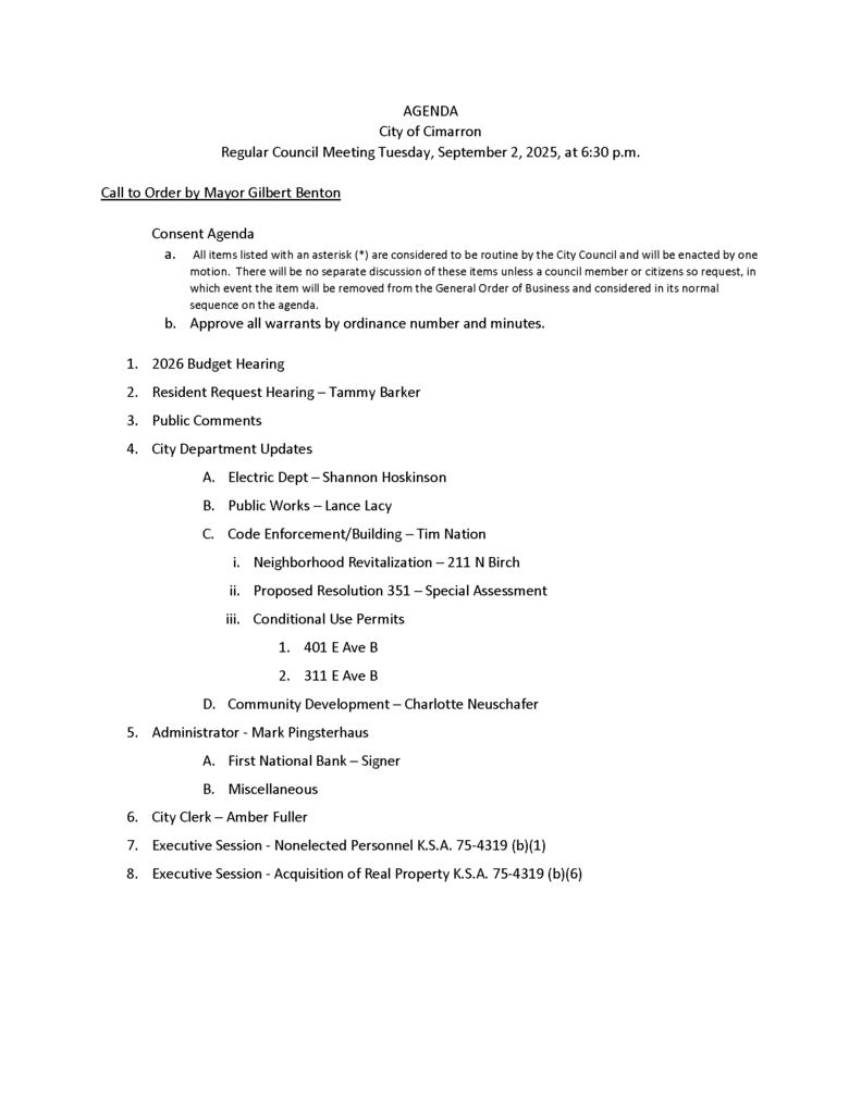 09-02-25 Council Meeting Agenda