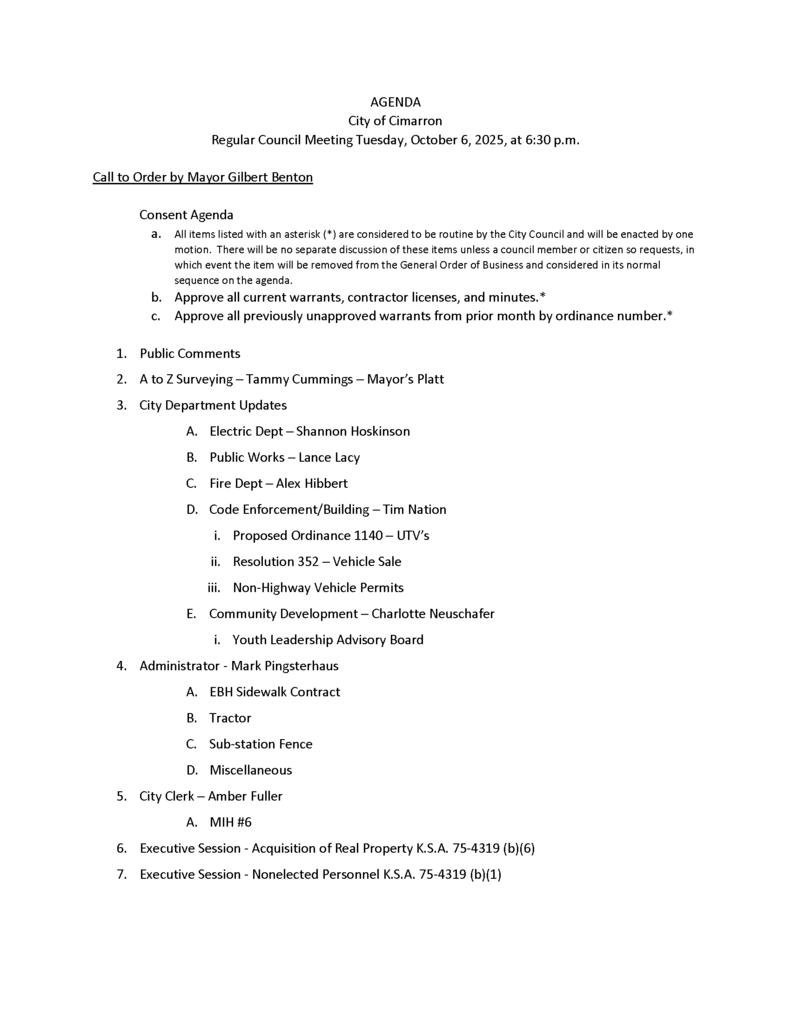 10-06-25 Agenda