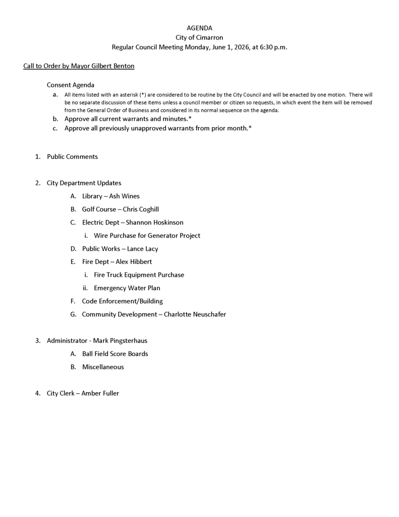 06-01-26 Council Meeting Agenda