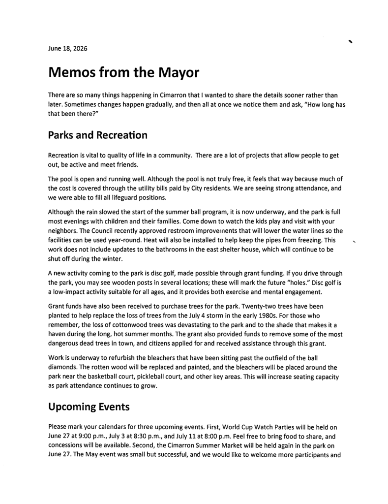 Letter From the Mayor 06-18-26 p 2
