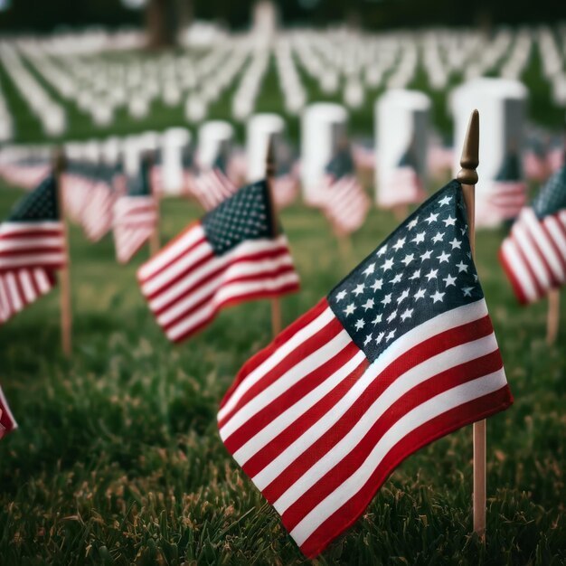 Tombstone with flag