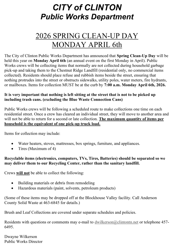 2026 Spring Clean Up Day