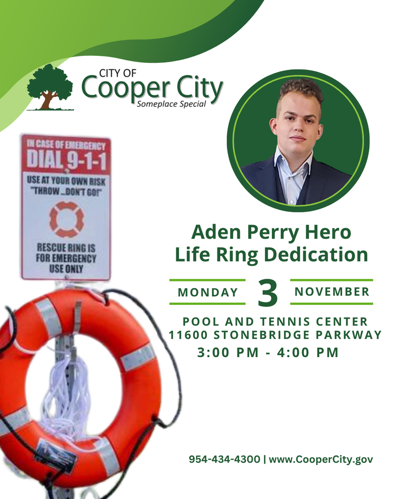 Image depicts a photo of a young man a life ring meant to help rescue stranded swimmers