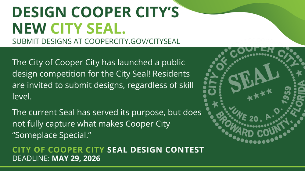 City Seal Design Contest information with a circular emblem with the word "Seal" inside