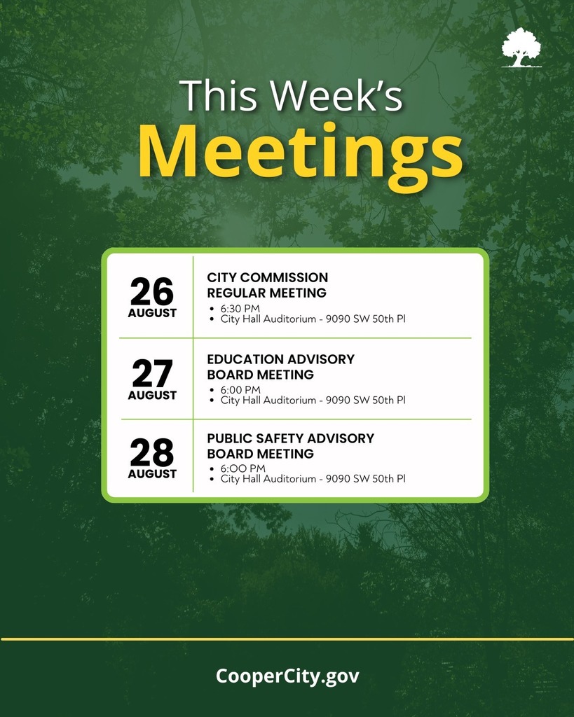 Image detailing meetings in the upcoming week with trees in the background