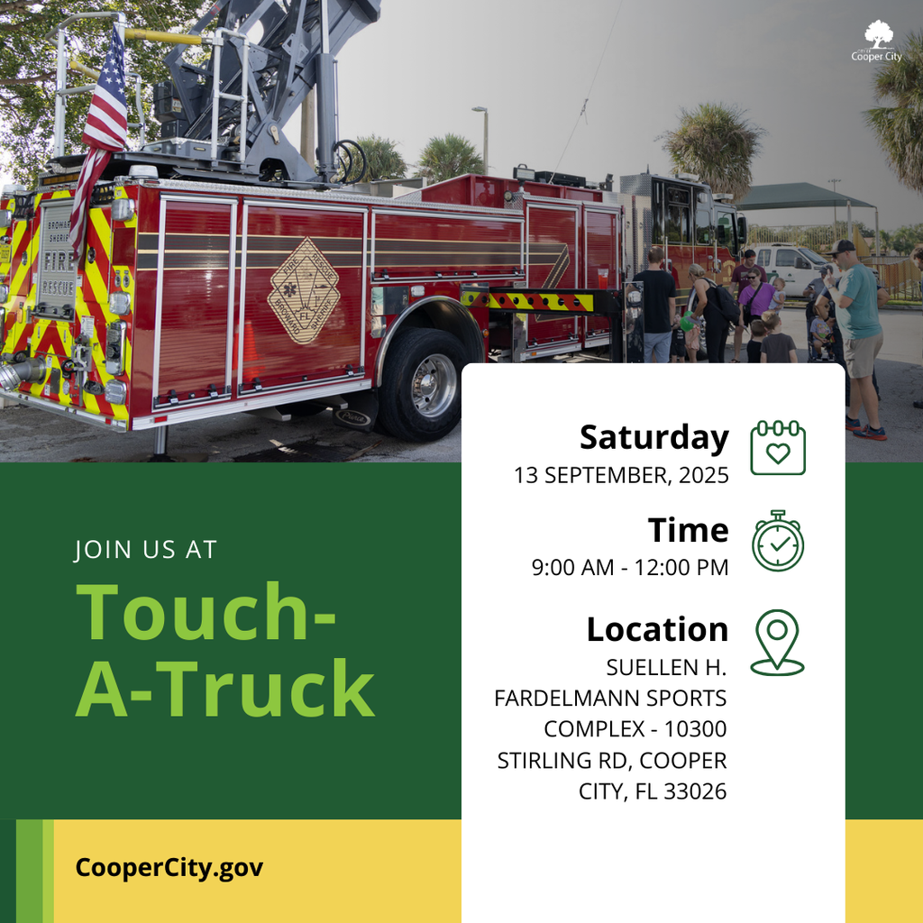 Image depicts a red fire truck with children getting on it at a Touch-A-Truck event.