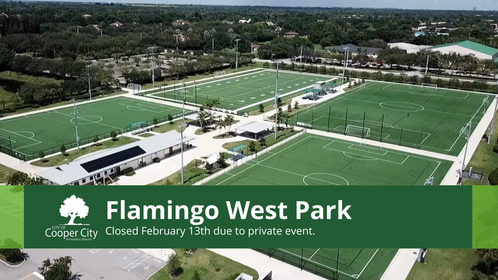 Aerial view of soccer fields at Flamingo West Park
