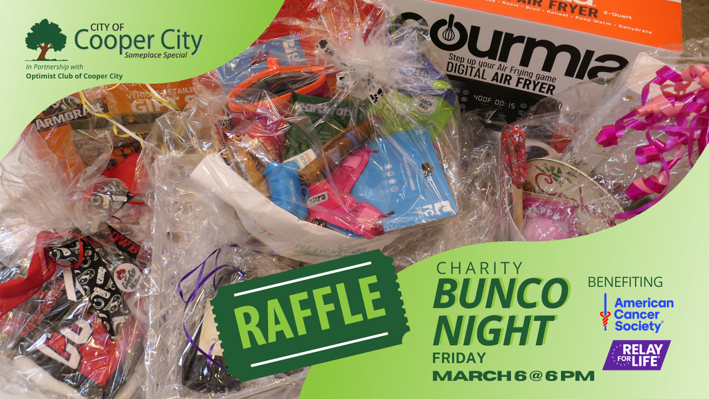 items wrapped in gift baskets for a raffle