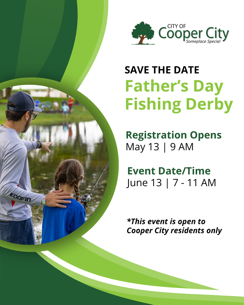 Man with him around the shoulder of a young girl who is holding a fishing pole alongside a lake.