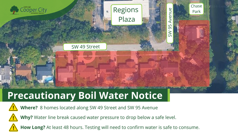 Map showing homes affected by boil water notice