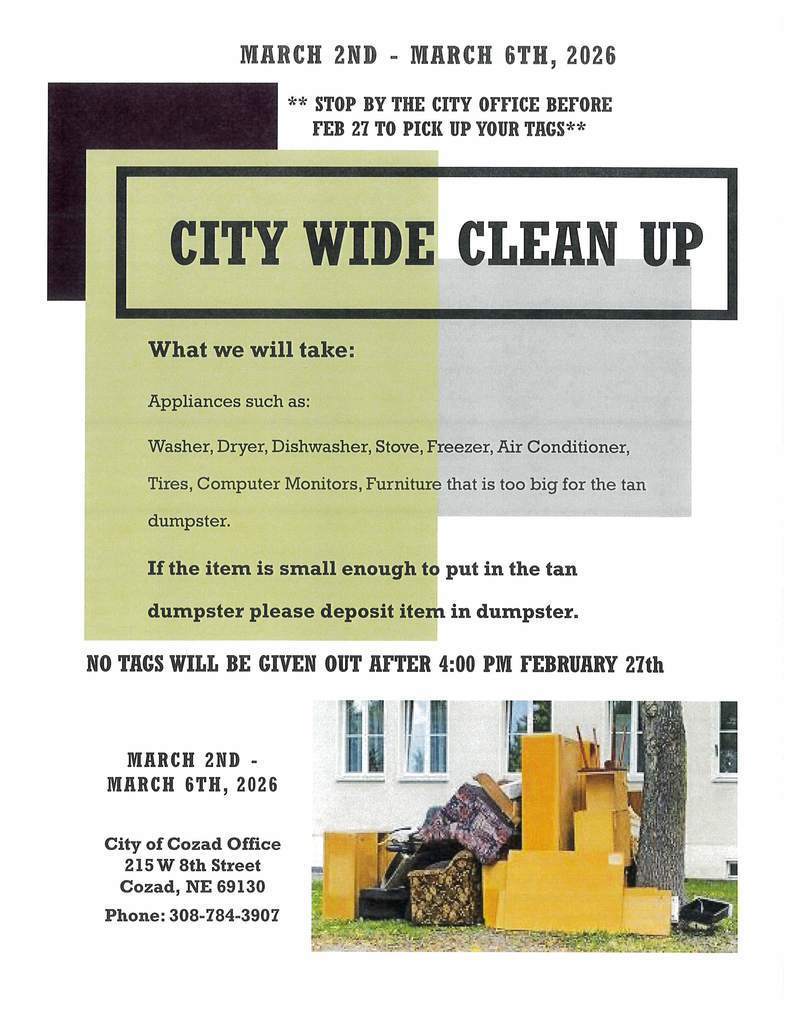 City of Cozad City Wide Clean Up 2026
