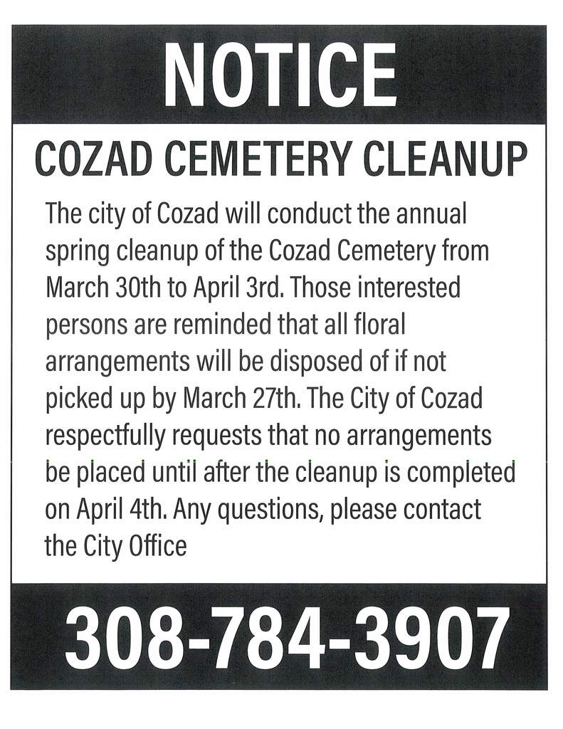 City of Cozad Cozad Cemetery Clean Up