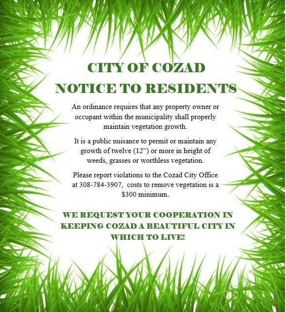 notice to residents grass cleanup
