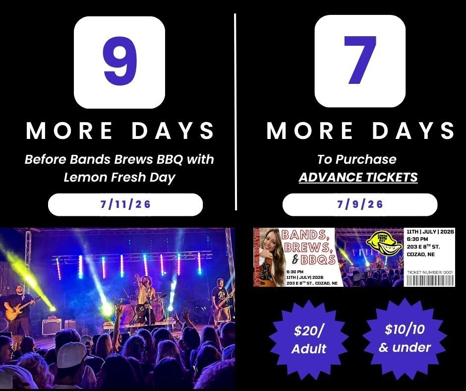 9 days to Bands Brews, 7 days to get advance tickets