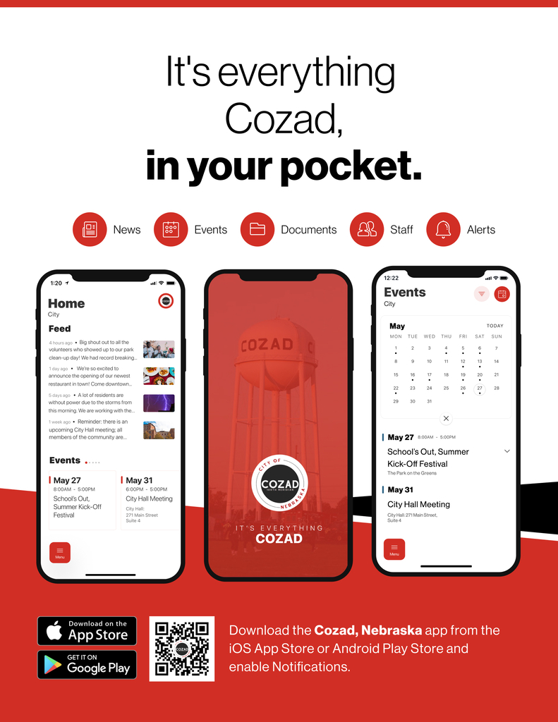 Flyer for the Cozad Mobile App