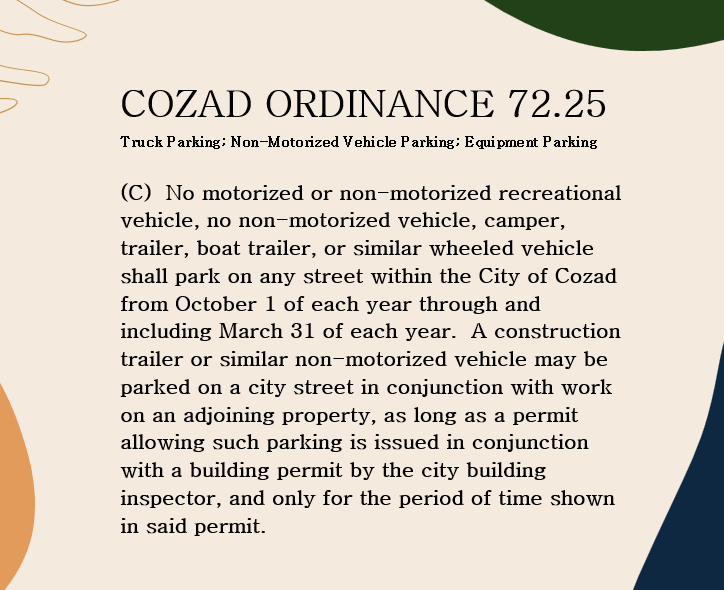 no parking on streets for RVs