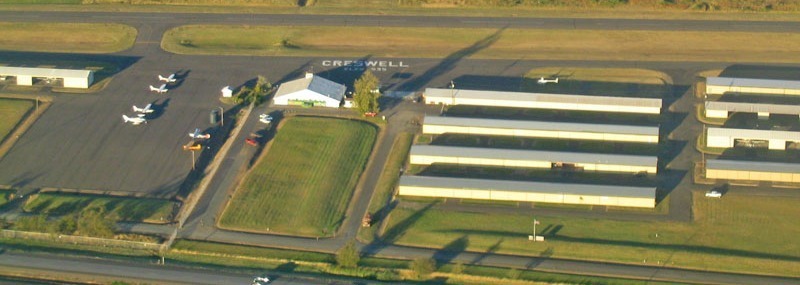 Bird's eye image of the Creswell Hobby Field Airport