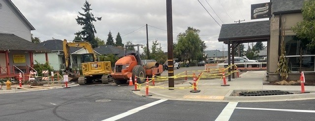 Image of the section of 2nd Street by the Creswell Bakery Under Construction