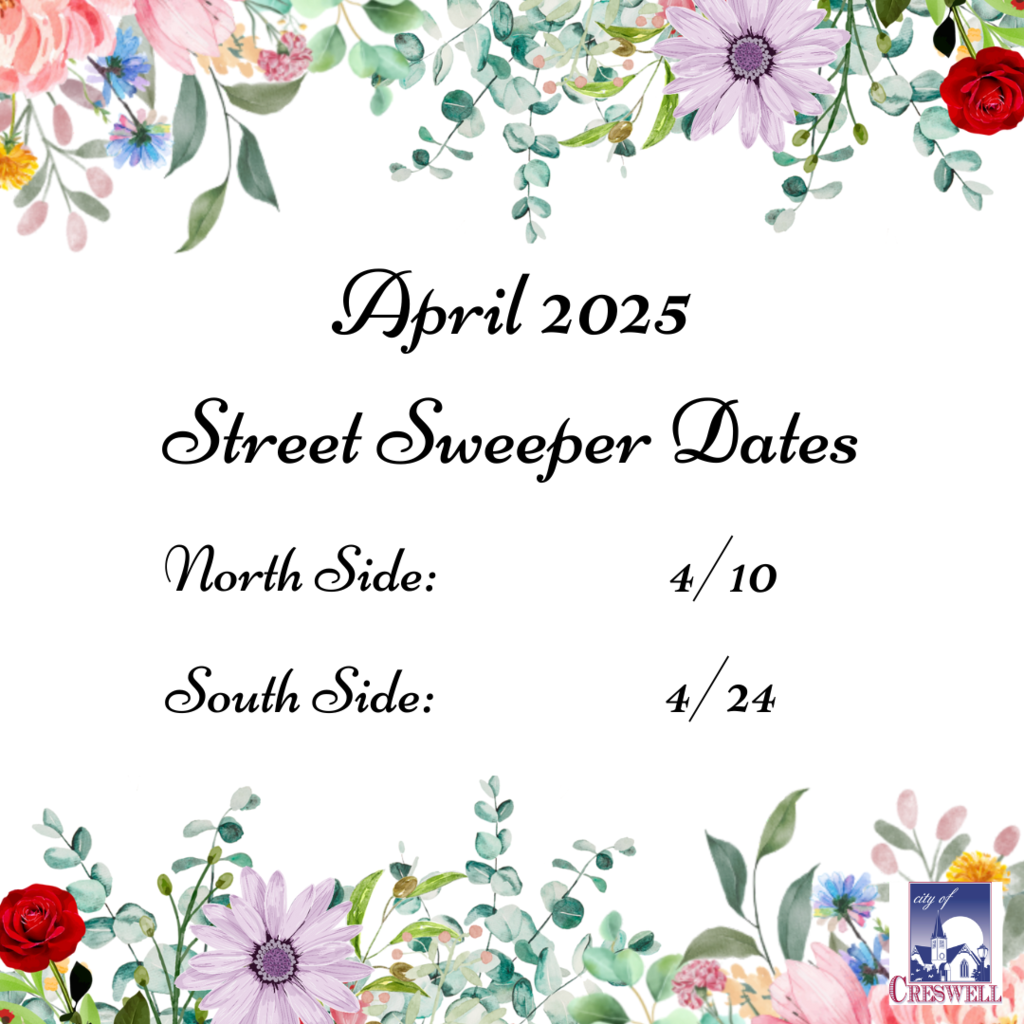 April 2025 Street Sweeper Dates. North Side: April 10th. South Side: April 24th.
