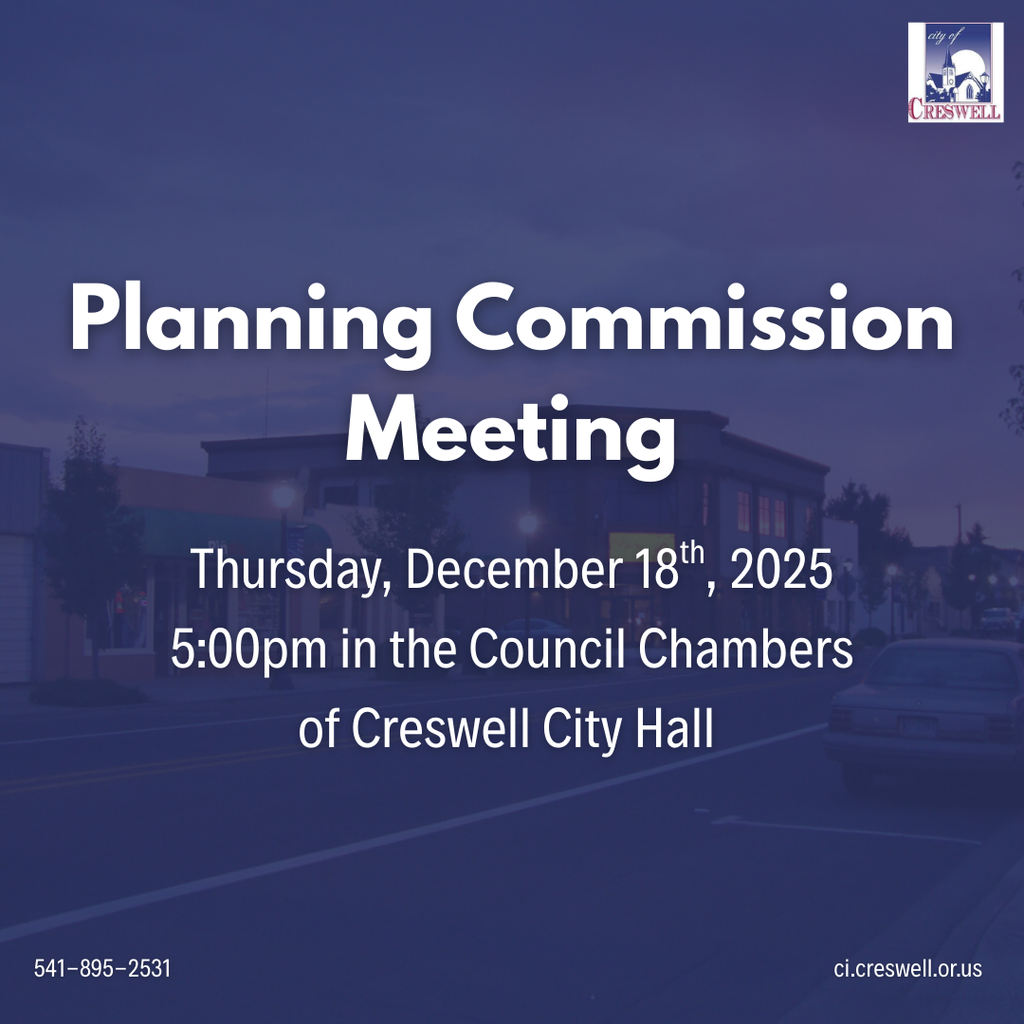 The City of Creswell Planning Commission will be meeting tonight at 5:00pm in the Council Chambers of Creswell City Hall