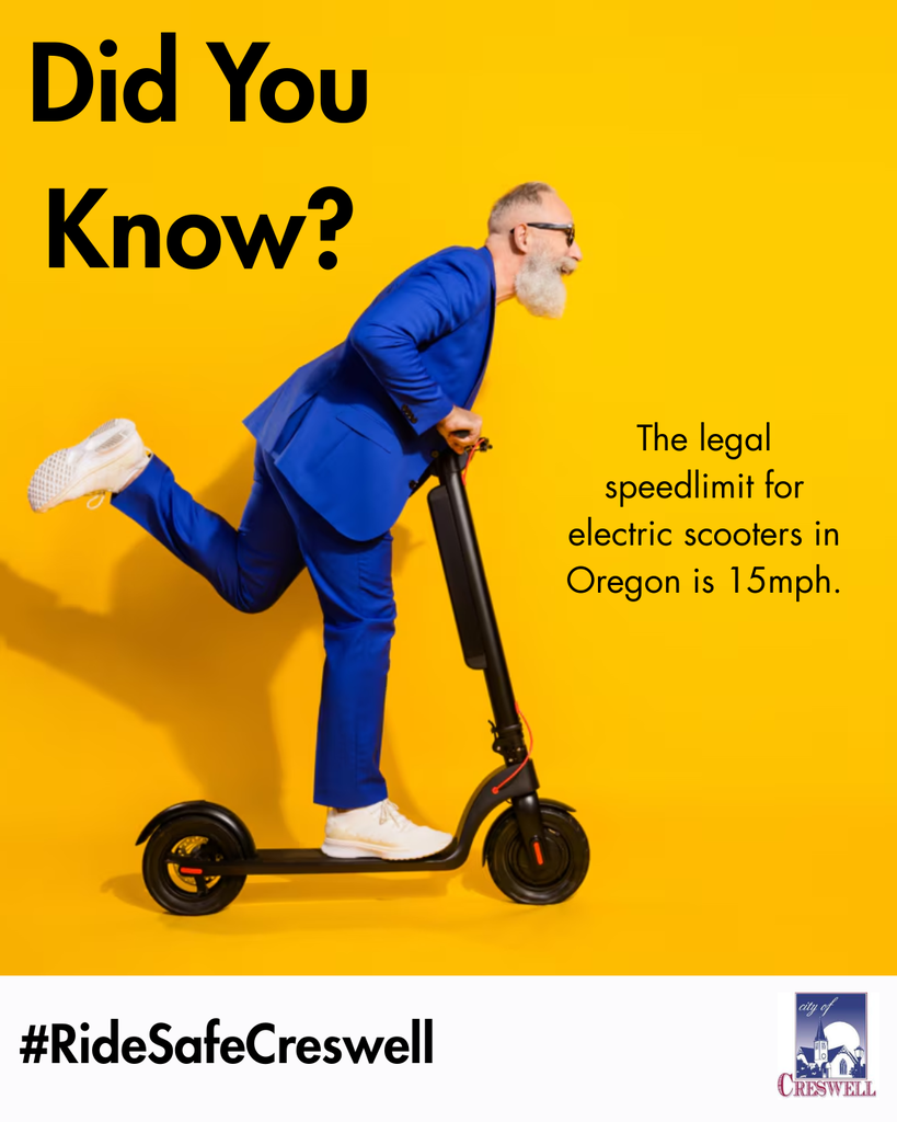 Did you know? The legal speedlimit for electric scooters in the state of Oregon is 15 miles per hour. 