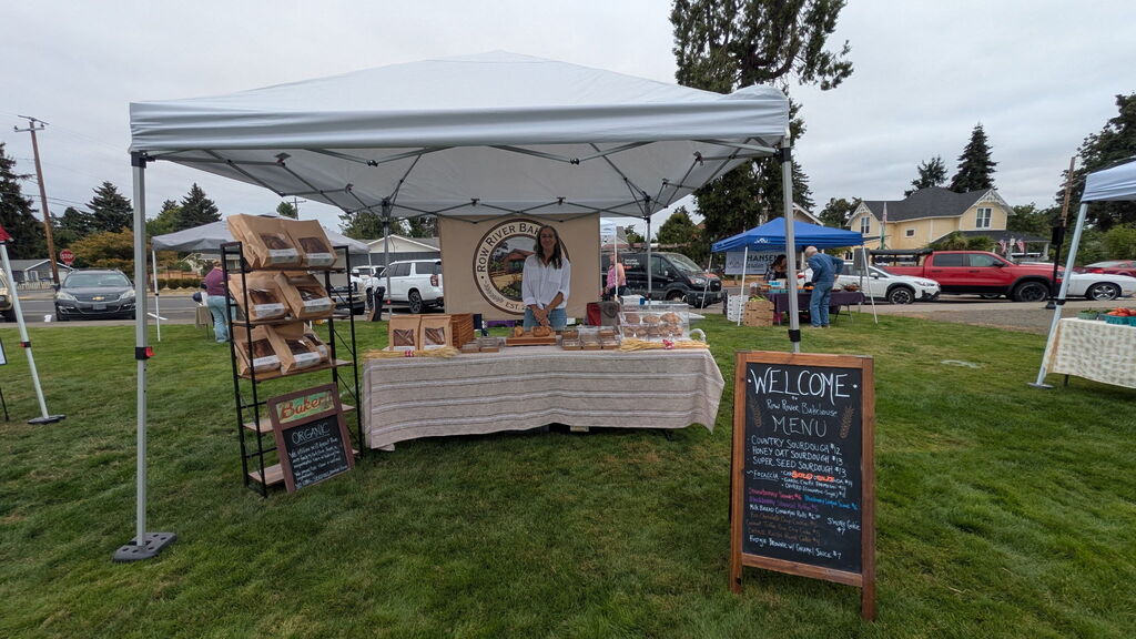 Image of the Row River Bakery booth at the August 15th, 2026, Creswell Farm to Table Event