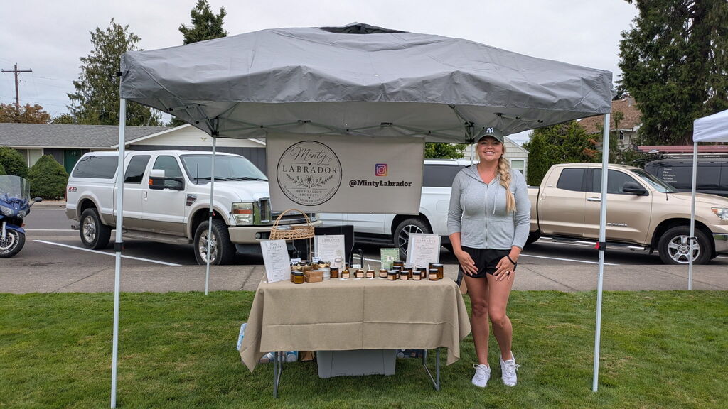Image of the Minty Labrador booth at the August 15th, 2026, Creswell Farm to Table event