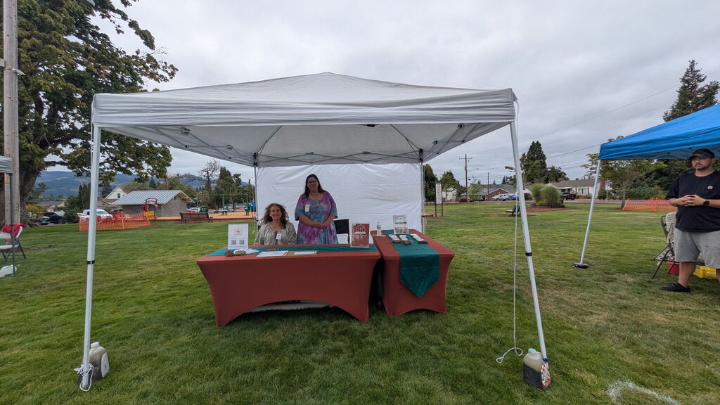 Image of the Creswell Farmers Market booth at the August 15th, 2026, Creswell Farm to Table event.