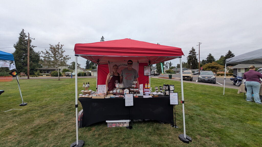 Image of one of the Creswell Farm to Table vendor booths at the August 15th, 2026 event.