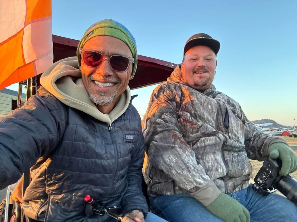 A selfie image of two pilots at the Creswell STOL event