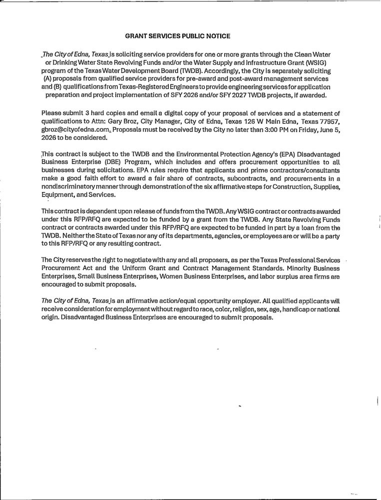 Grant Public Notice