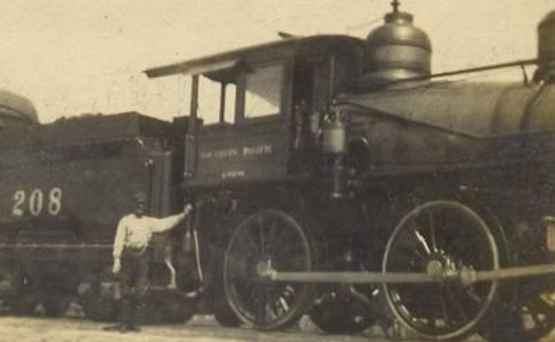 Joseph Telfener with Macaroni Line steam engine
