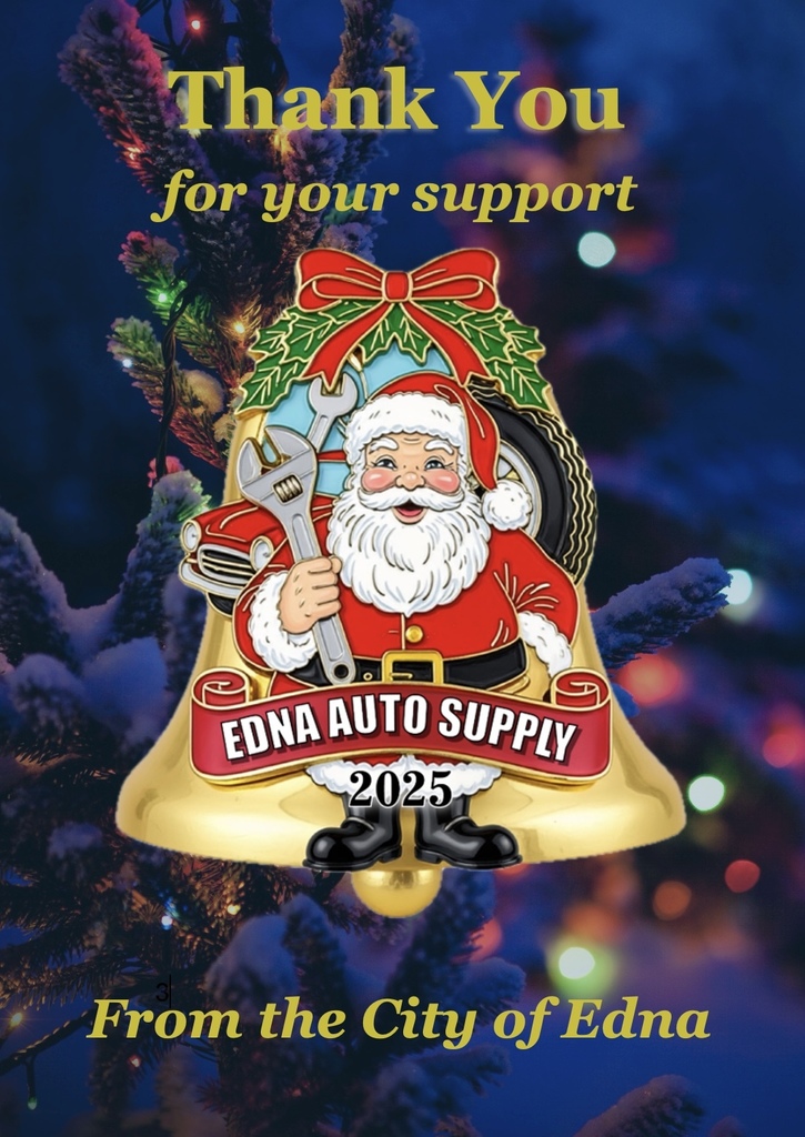 Edna Auto Supply ornament thank you