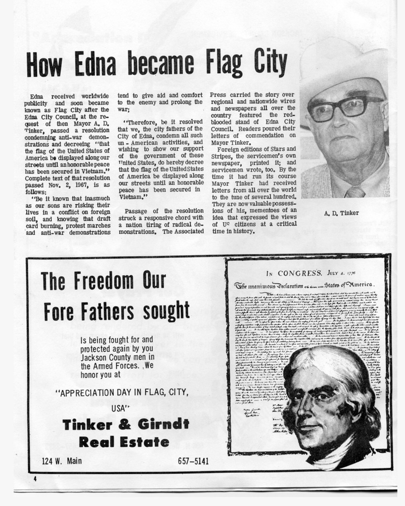 1970 Edna Herald Tribute to Vietnam Veterans inside page