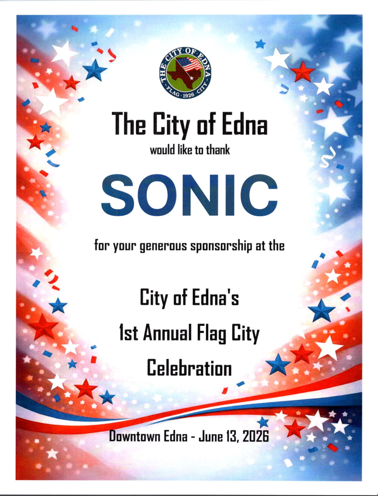 Sonic Drive-In sponsor thank you