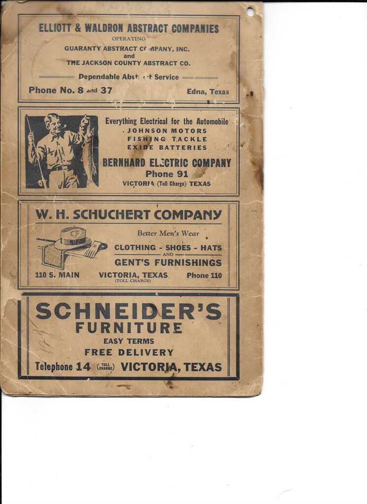 back page of the 1942 Edna phone book
