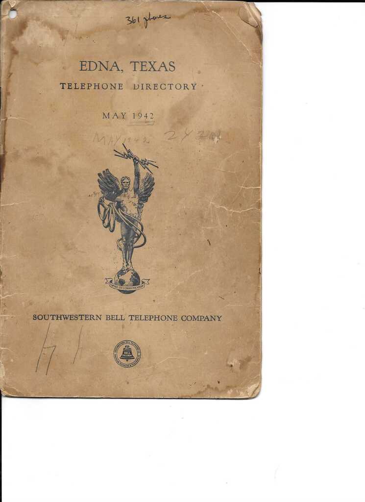 cover of the 1942 Edna phone book