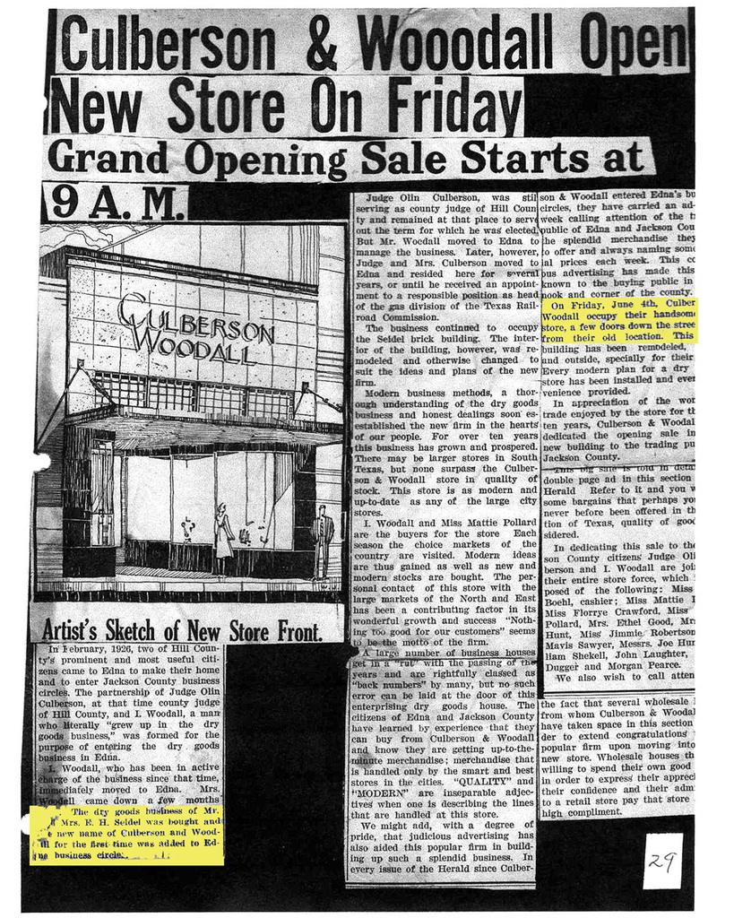 1937 newspaper clipping about new store location