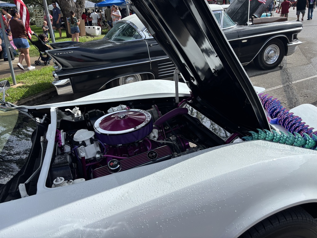 open hood of 76 Vette