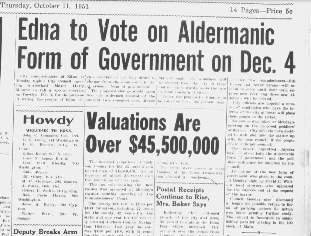 Edna Herald Oct. 11, 1951 screenshot
